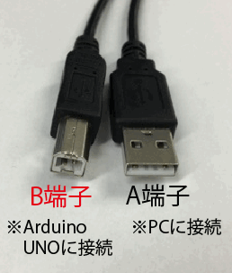 B端子はArduino、A端子はPCへ接続